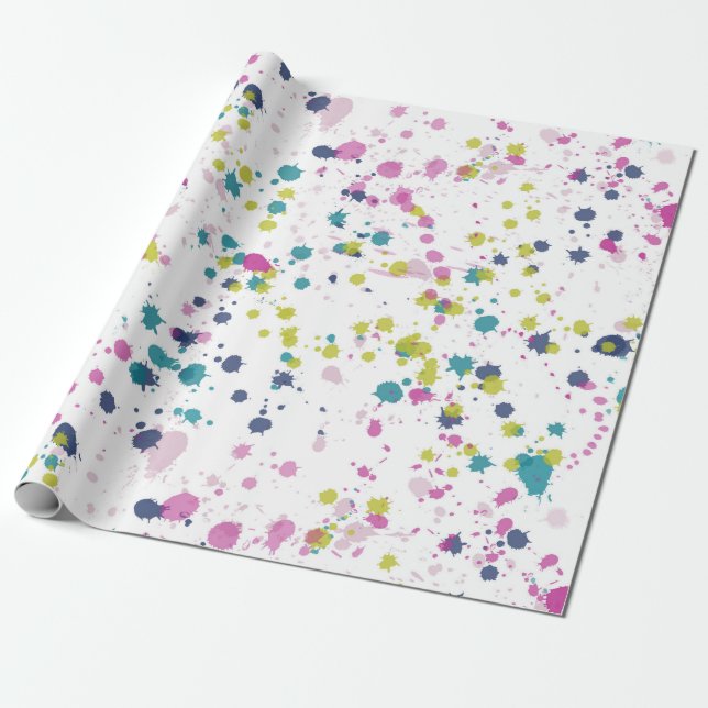 Peony Branch Splatter Wrapping Paper (Unrolled)