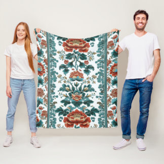 Peony Brocade Fleece Blanket