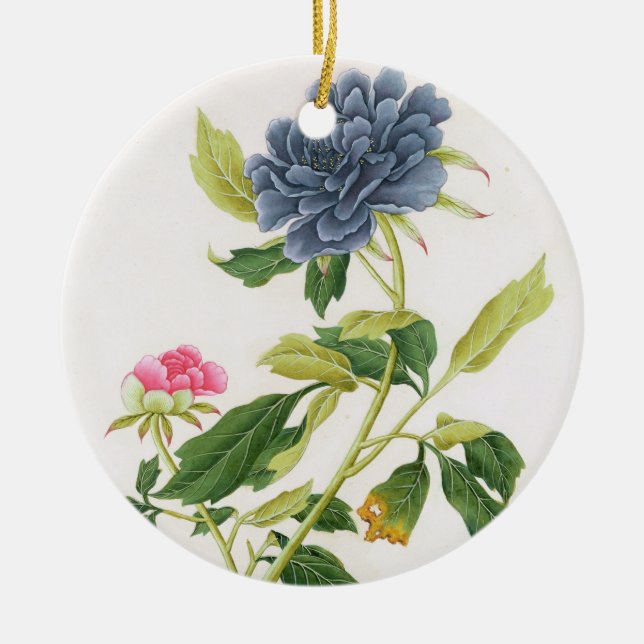 Peony Ceramic Tree Decoration (Front)