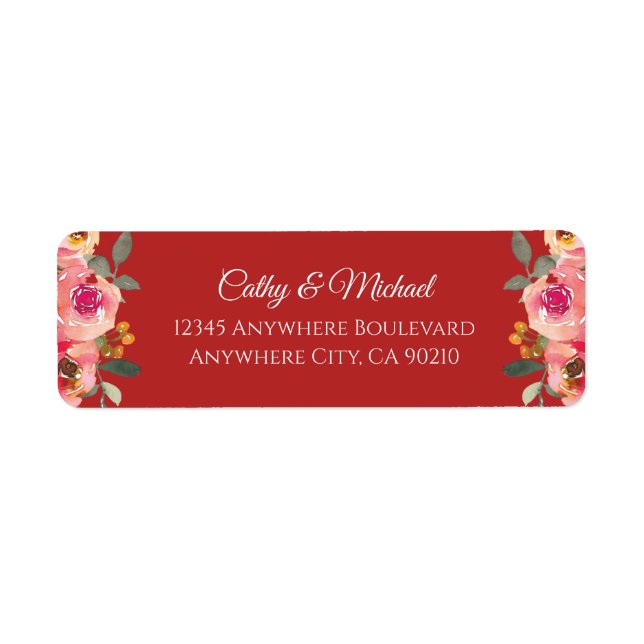 Peony Chinese wedding tea ceremony return address  Label (Front)