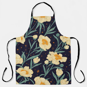 Peony Claire de Lune plants seamless pattern. Hand Apron