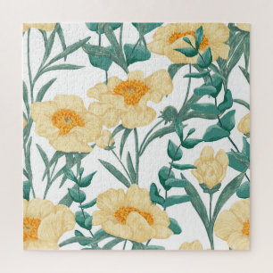 Peony Claire de Lune Plants Seamless Pattern. Jigsaw Puzzle