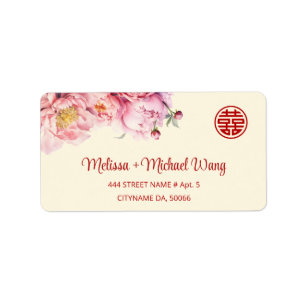 Peony Cream    Chinese Wedding Label