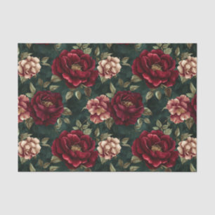 Peony Dark Romantic Burgundy  Tissue Paper
