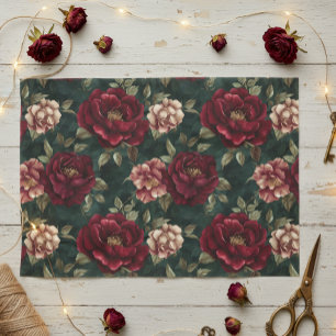 Peony Dark Romantic Burgundy  Tissue Paper