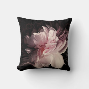 Peony Dark Wall: Painted Flower Design Cushion