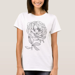 Peony drawing, black and white 3 T-Shirt