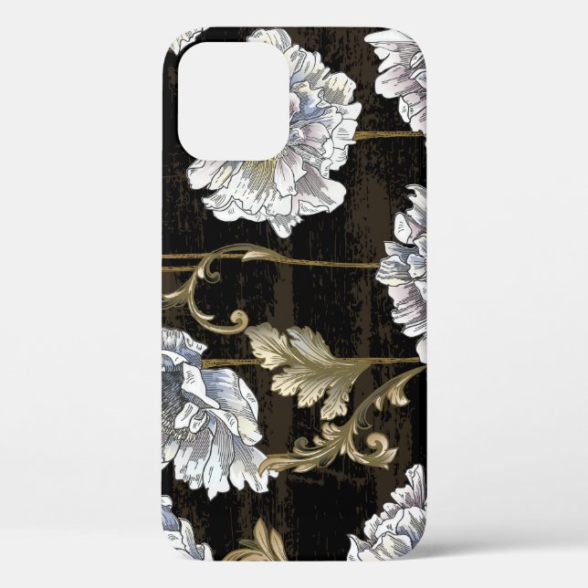 Peony Elegance: Baroque Gold Swirls Case-Mate iPhone Case (Back)