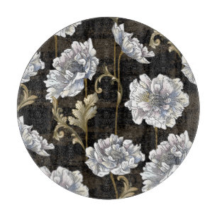 Peony Elegance: Baroque Gold Swirls Cutting Board
