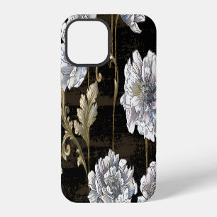 Peony Elegance: Baroque Gold Swirls iPhone 12 Case