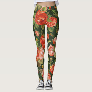 Peony Elegance: Graphic Floral Wallpaper. Leggings