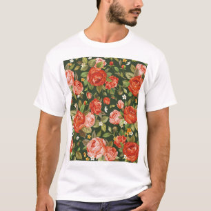 Peony Elegance: Graphic Floral Wallpaper. T-Shirt