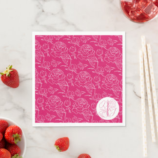Peony Elegance Wedding Napkin