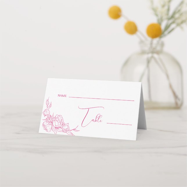 Peony Elegance Wedding Place Card (Front)