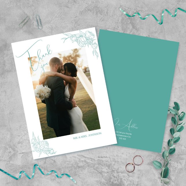 Peony Elegance Wedding Thank You Card (Creator Uploaded)