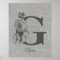 Peony Elegant Monogram Initial G Personalised