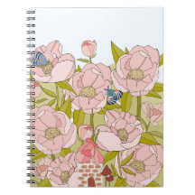 Peony fairy house notebook