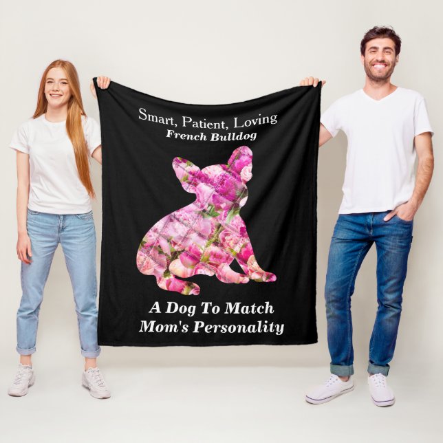 Peony Filled French Bulldog Personality Traits  Fleece Blanket (In Situ)