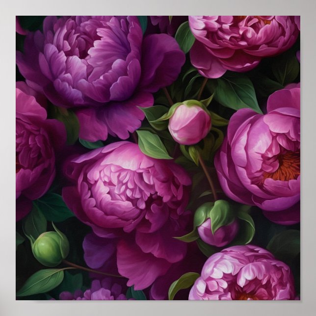 Peony Floral Art Poster (Front)