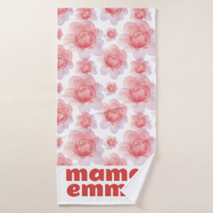 Peony Floral Bath Towel Personalised Mother's Day