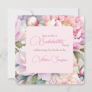Peony Floral Blush Bachelorette Party Invitation