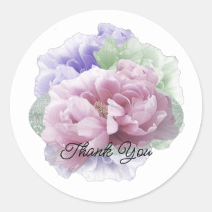 Peony Floral Bouquet Thank You Sticker