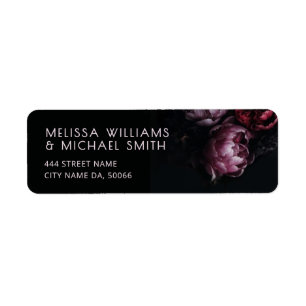 Peony Floral Dark Moody Return Address Label