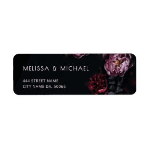 Peony Floral Dark Moody Return Address Label