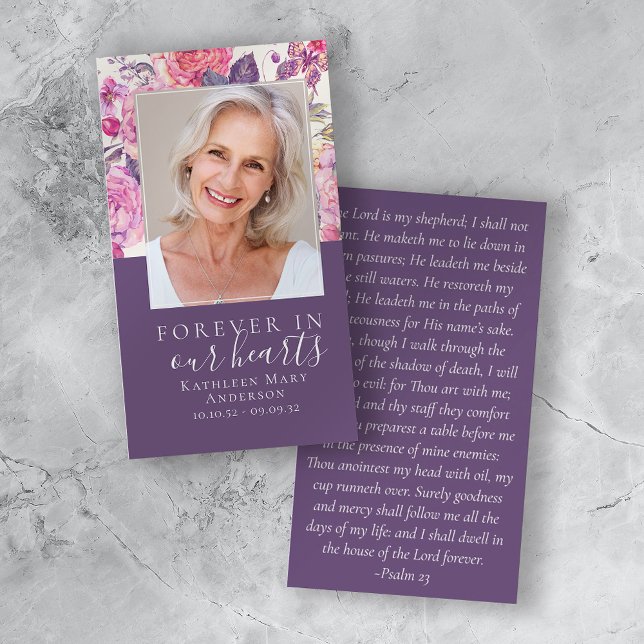 Peony Floral In Our Hearts Memorial Prayer Card (Creator Uploaded)