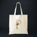 Peony Floral Letter P Gold Monogram Bridesmaid Tote Bag<br><div class="desc">Floral letter P monogram tote bag features watercolor floral bouquet of blush pink peonies and roses,  greenery accent and faux gold foil letter. This letter P floral bridesmaid monogram tote bag is perfect for weddings,  showers,  birthdays and so much more. Personalise by adding names or a short phrase.</div>