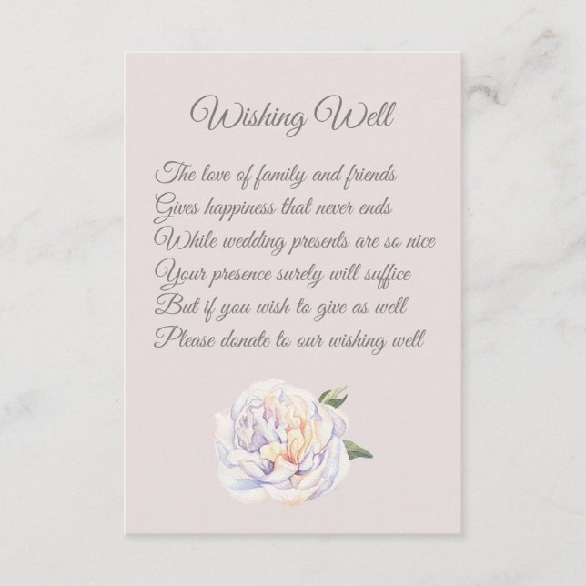 Peony Floral Mauve Wedding Wishing Well Cards (Front)
