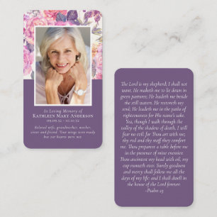 Peony Floral Memorial Prayer Card