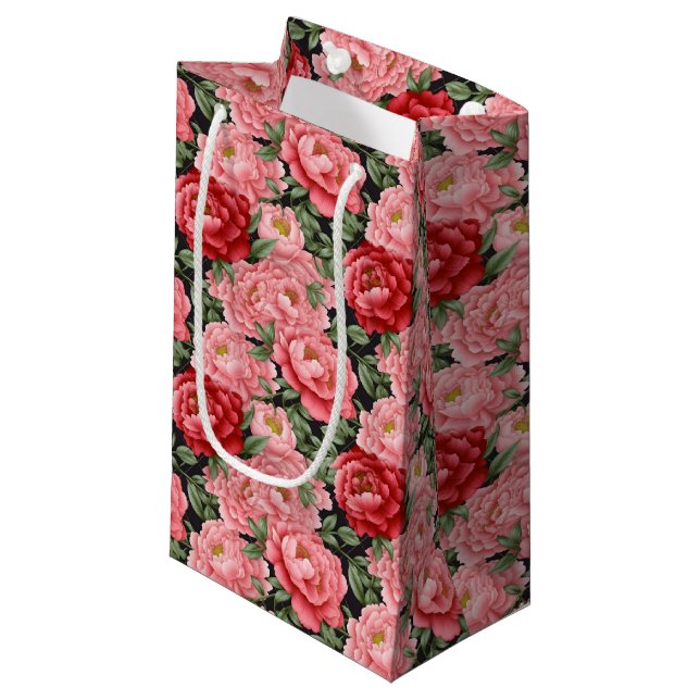 Peony Floral Print Gift Bag (Front Angled)