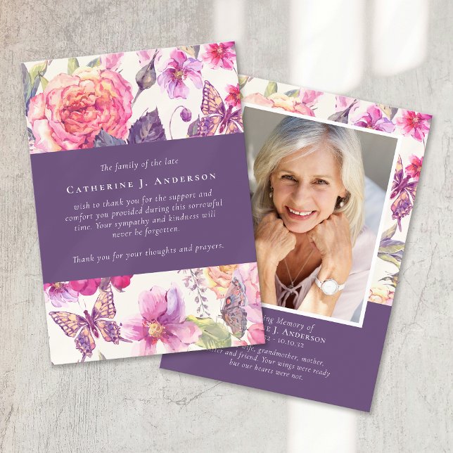 Peony Floral Sympathy Funeral Thank You Card (Creator Uploaded)