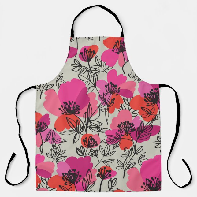 Peony Floral Vintage Seamless Pattern. Apron (Front)