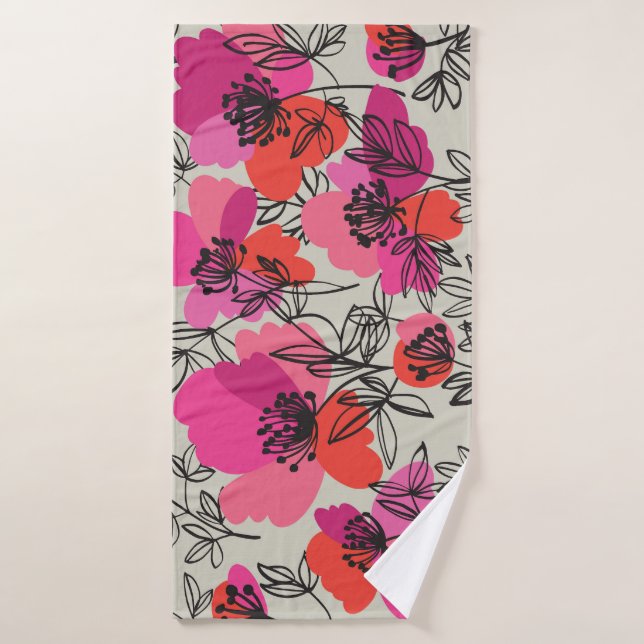 Peony Floral Vintage Seamless Pattern. Bath Towel (Bath Towel)