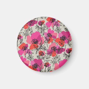 Peony Floral Vintage Seamless Pattern. Magnet