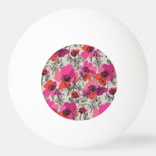 Peony Floral Vintage Seamless Pattern. Ping Pong Ball