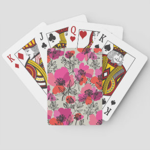 Peony Floral Vintage Seamless Pattern. Playing Cards