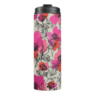 Peony Floral Vintage Seamless Pattern. Thermal Tumbler