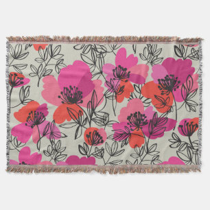 Peony Floral Vintage Seamless Pattern. Throw Blanket