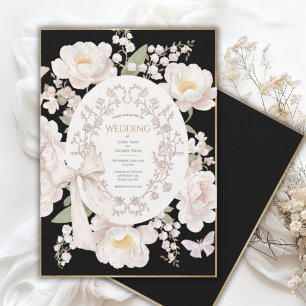 Peony Floral Vintage Watercolor Elegant Wedding Invitation