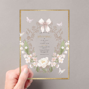 Peony Floral Vintage Wedding Acrylic Invitations