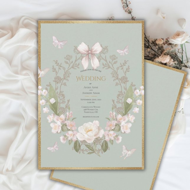 Peony Floral Vintage Wedding Invitation (Creator Uploaded)