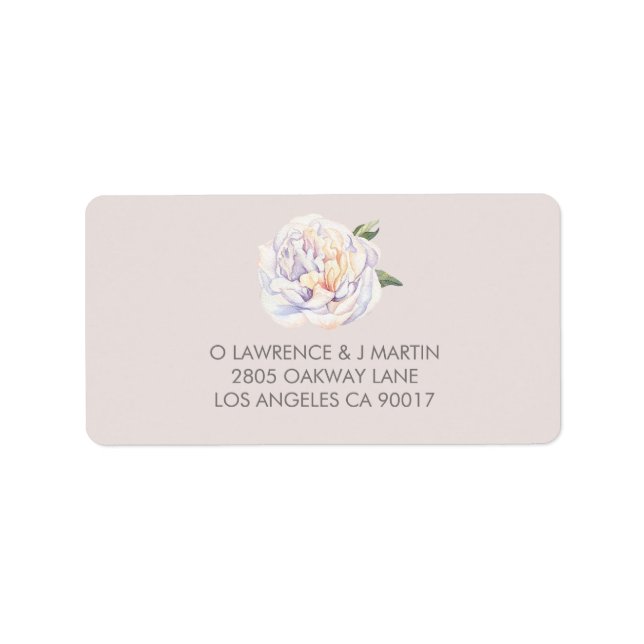Peony Floral Watercolor Mauve Label (Front)