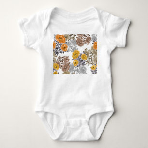 Peony Floral Watercolor White Background Baby Bodysuit