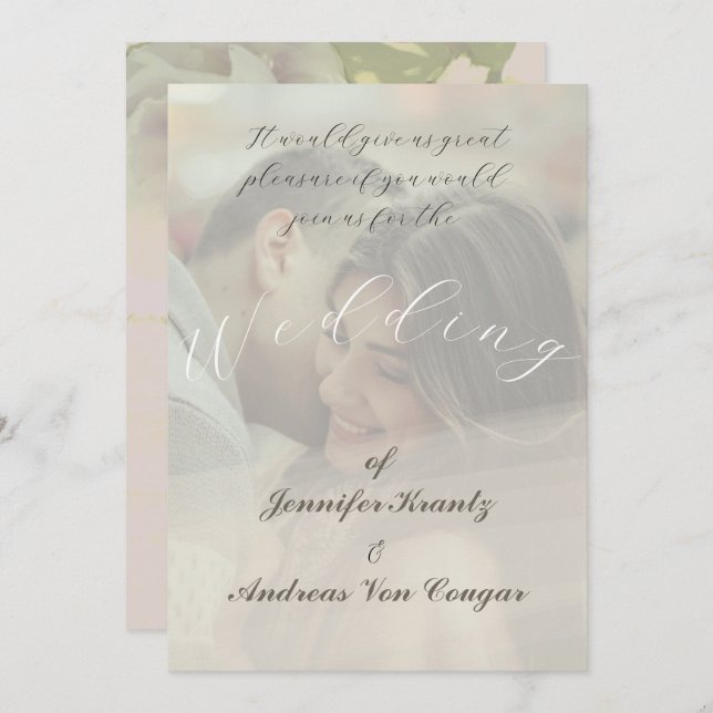 Peony Floral Wedding & Photo Invite (Front/Back)