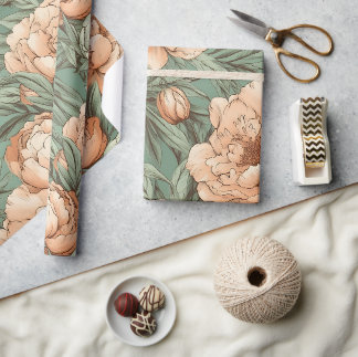 Peony Floral Wrapping Paper Bridal Baby Shower