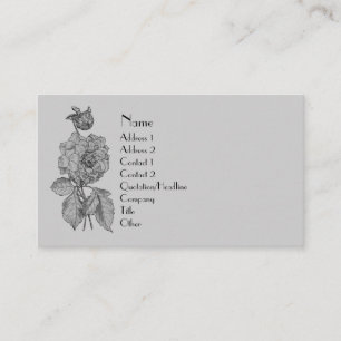 Peony Flower in Silver Grey Elegant Business Card