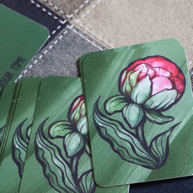 Peony Flower Peonies Gardener art Pink             Business Card (Creator Uploaded)